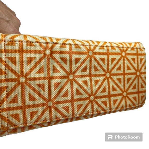 VERY RARE Prestwick Midi Tote - Spartina 449 / orange, cream, green, LIKE NEW! - Picture 3 of 6